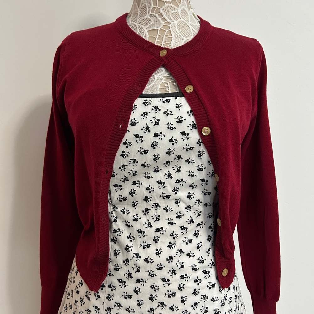 Women's Red Cardigan Sweater
